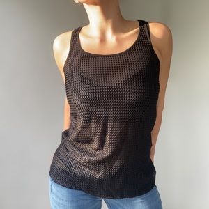 Trouve Sheer and Crochet Blend Sleeveless Scoop Neck Top - Size X-Small